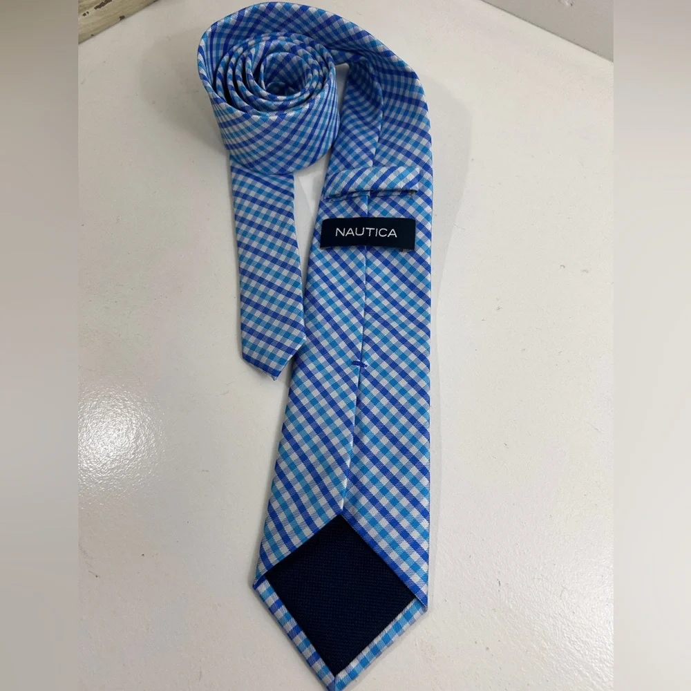 Nautica Preppy Stripes Blue Ocean Tie Plaid Quality Brand Beach Easter Spring